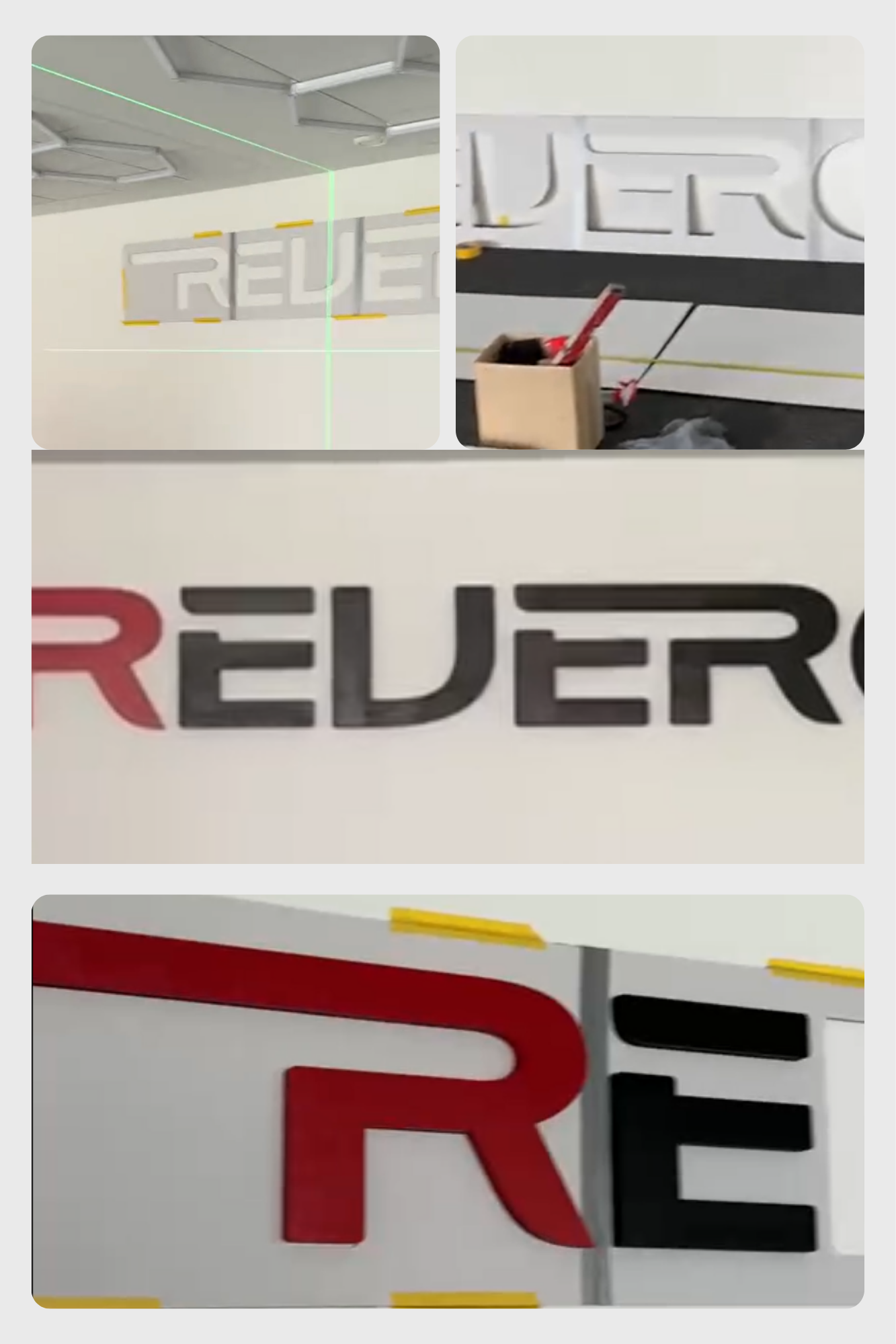 Reklamna 3D slova za firmu prije i tijekom montaže